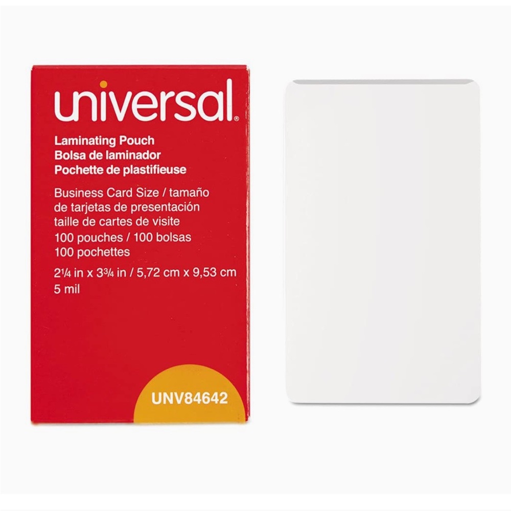 Universal UNV84642 100 per Box Clear Laminating Pouches, 1 Box